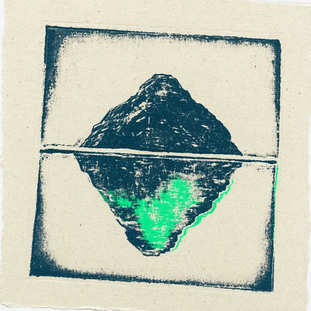 The Two Screens, a Reality Transurfing concept: A form above a horizon and its reflection below, the reflection differing in green